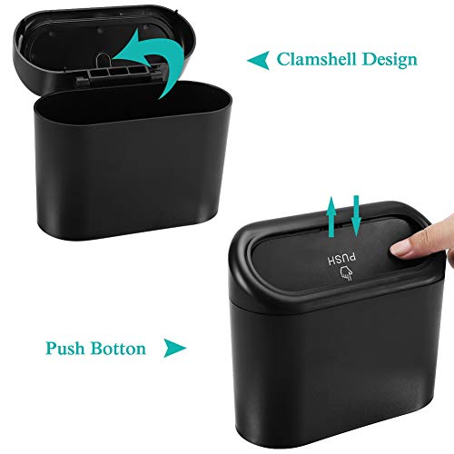 Accmor Car Trash Can with Lid, Mini Auto Dustbin Garbage Organizer with One  Roll Plastic Trash Bag, Automotive Garbage Container Bin for Vehicle